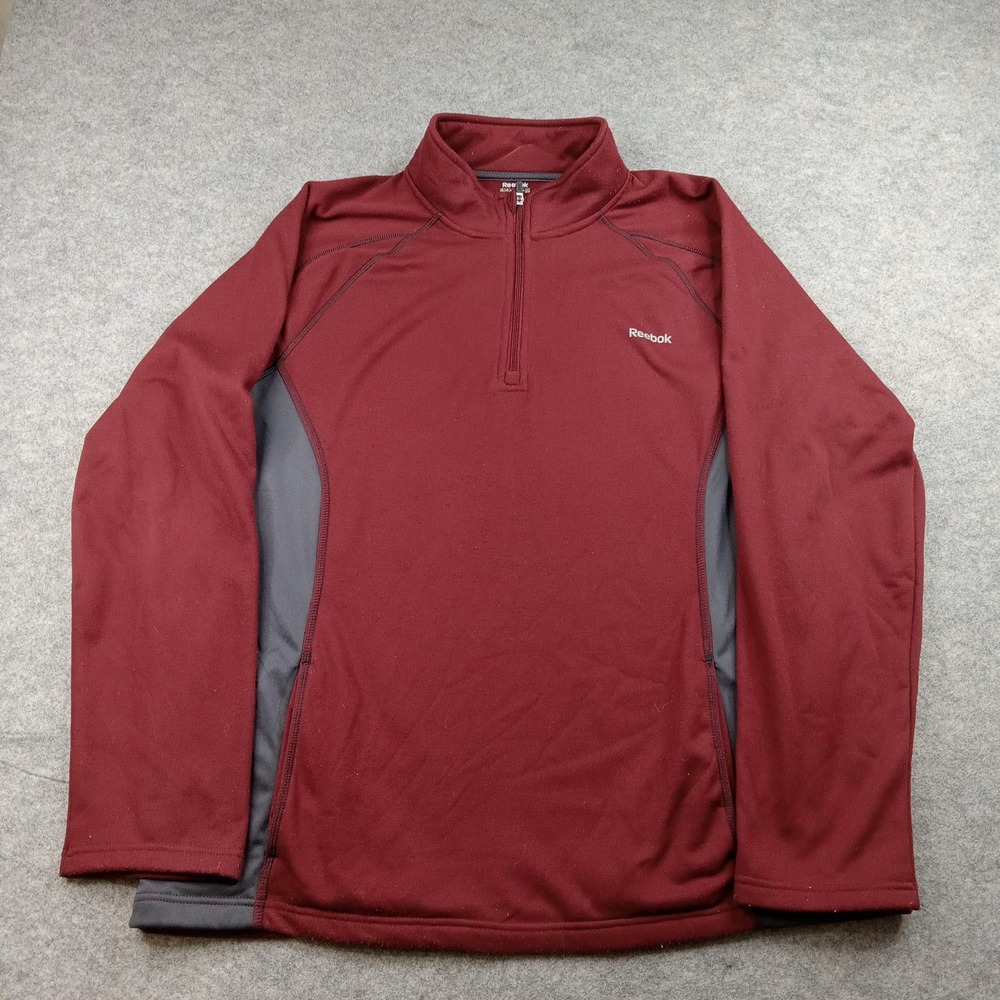 Reebok‎ Pullover Mens 2XL Red 1/4 Zip Long Sleeve Athletic Running Top
